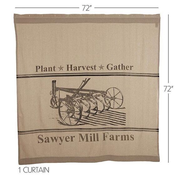 NEW! Sawyer Mill Farmhouse Cotton Fabric Shower Curtain Plow Field Crops Barn - Picture 4 of 6